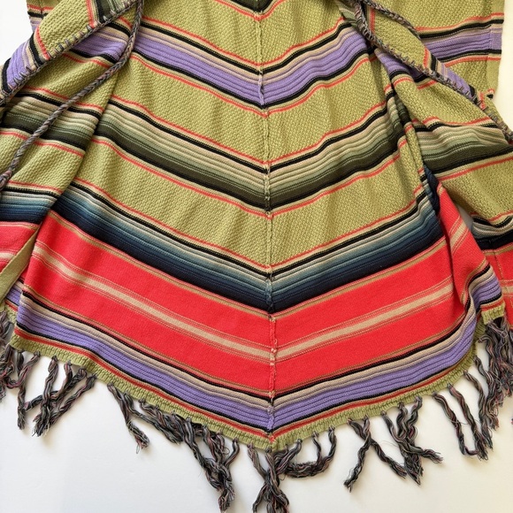 Anthropologie Moth Calexico Poncho Sweater Hooded Vest Cardigan Striped Sz XS S - Picture 11 of 16